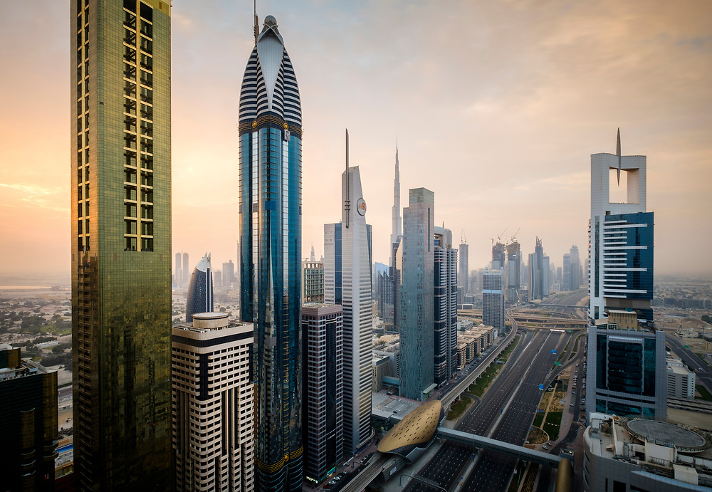 Daytime Huntsville cityscape with lake and fountain